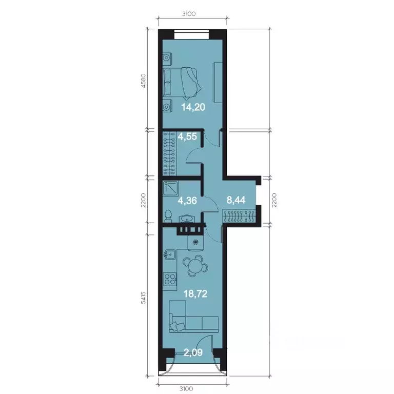 2-к кв. Иркутская область, Иркутск наб. Верхняя, 131 (52.36 м) - Фото 1