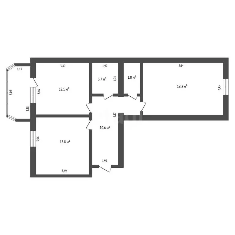 2-комнатная квартира: Благовещенск, улица Горького, 154 (61.3 м) - Фото 1