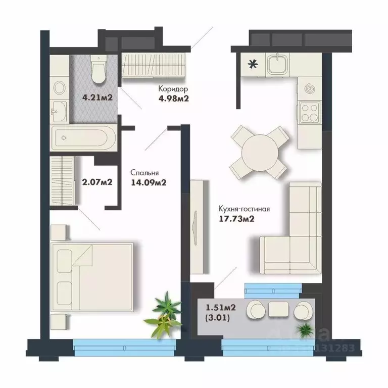 1-к кв. Свердловская область, Екатеринбург Премиум Кварталы Маяковка ... - Фото 1