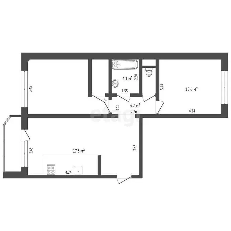 2-комнатная квартира: Тюмень, улица Валентины Трофимовой, 7 (67.6 м) - Фото 1