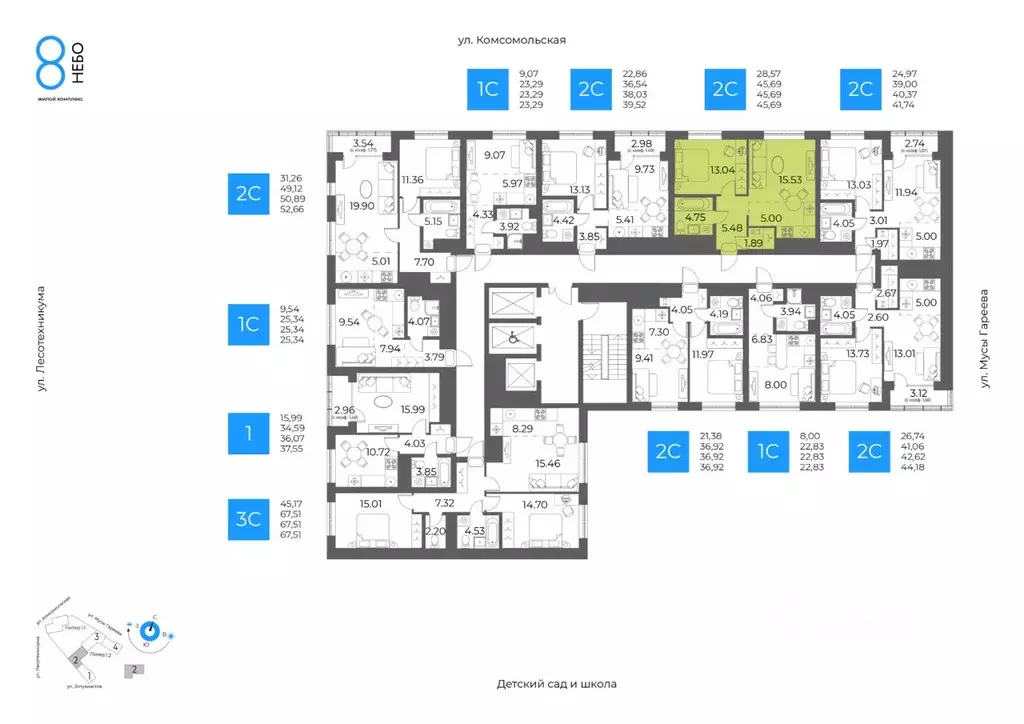 2-к кв. Башкортостан, Уфа Глумилино-1 мкр, 8-е Небо жилой комплекс ... - Фото 2