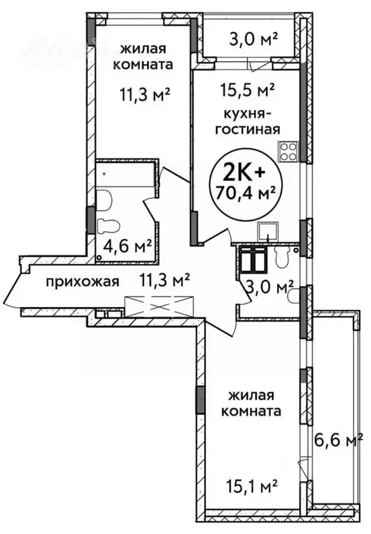 2-к кв. Нижегородская область, Нижний Новгород ул. Цветочная, 12к3 ... - Фото 0