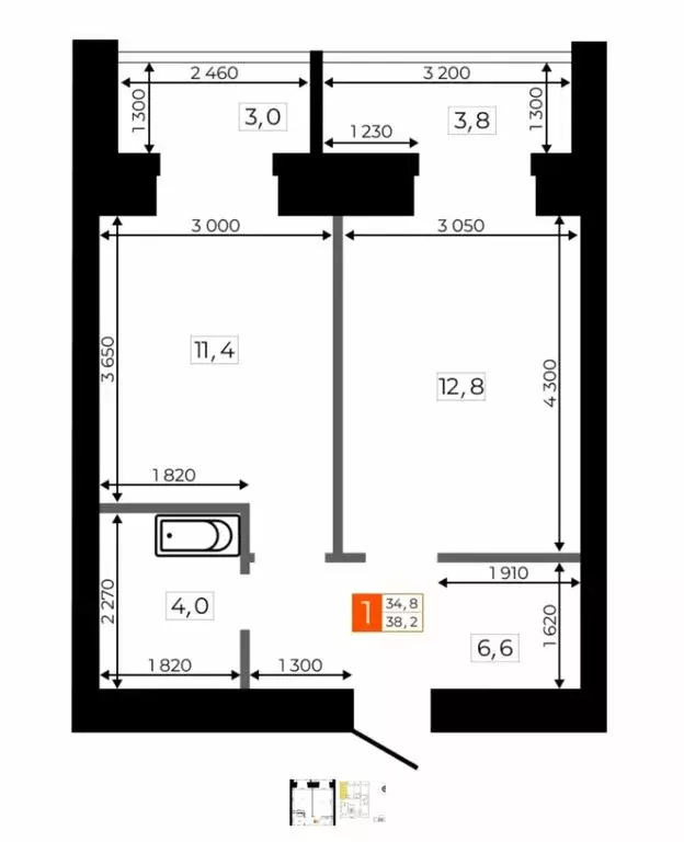 1-комнатная квартира: Благовещенск, Кузнечная улица, 171 (38.2 м) - Фото 0