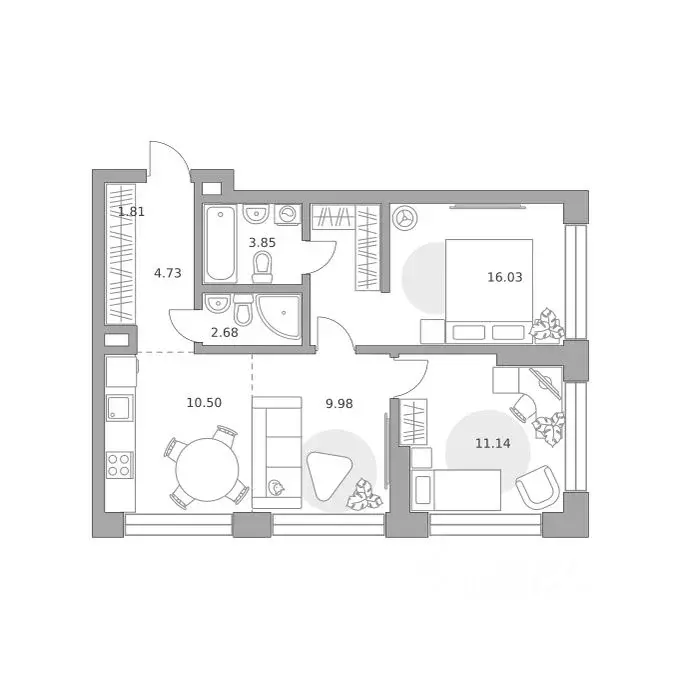 3-к кв. Москва ул. Народного Ополчения (60.72 м) - Фото 1