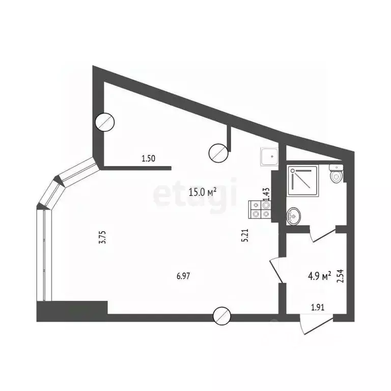 Студия Тюменская область, Тюмень ул. 50 лет ВЛКСМ, 13к1 (40.2 м) - Фото 1