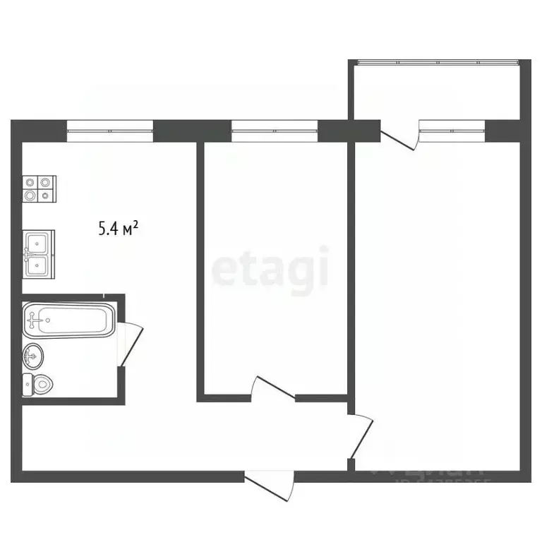 2-к кв. Алтайский край, Барнаул ул. Антона Петрова, 128 (44.6 м) - Фото 1