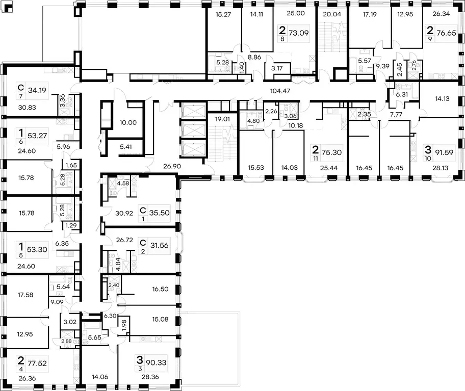 3-к квартира, 90.4 м - Фото 1
