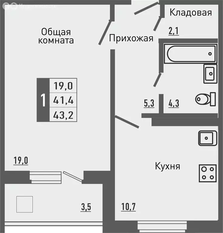 1-комнатная квартира: деревня Жилина, улица Генерала Лаврова, 7 (43.2 ... - Фото 0