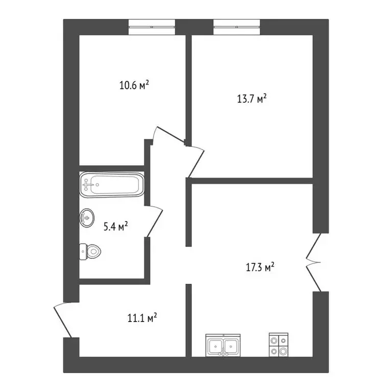 2-комнатная квартира: Тюмень, улица Владислава Крапивина, 10 (60 м) - Фото 1