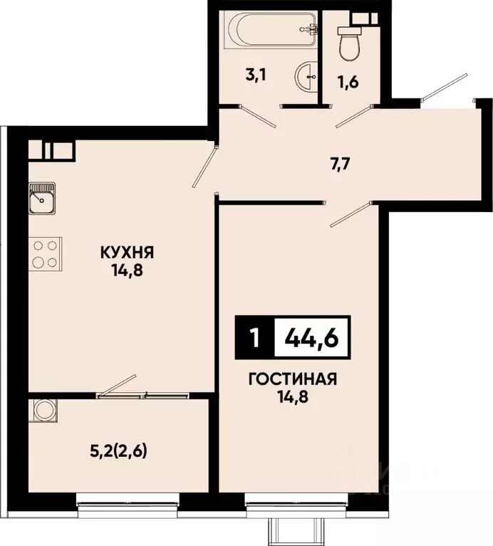 1-к кв. Ставропольский край, Кисловодск Моя Легенда жилой комплекс ... - Фото 1