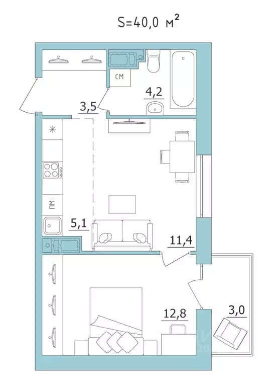 2-к кв. Карелия, Петрозаводск ул. Лермонтова, 2 (40.0 м) - Фото 1