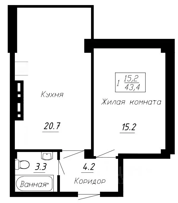 1-к кв. Ставропольский край, Ессентуки  (43.4 м) - Фото 0