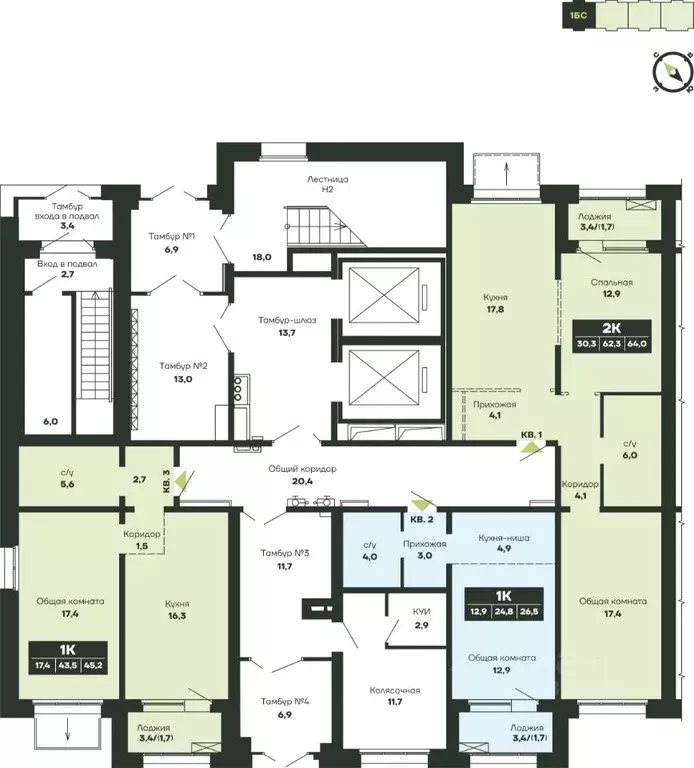 1-к кв. Новосибирская область, Новосибирск Гренландия жилой комплекс ... - Фото 2