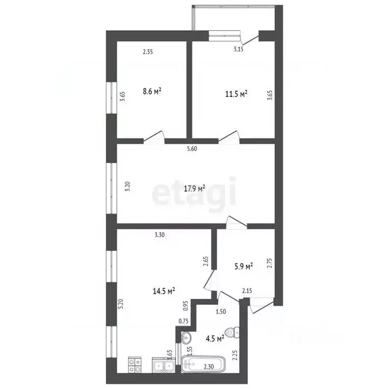 3-к кв. Тамбовская область, Мичуринск Липецкое ш., 81А (62.9 м) - Фото 1