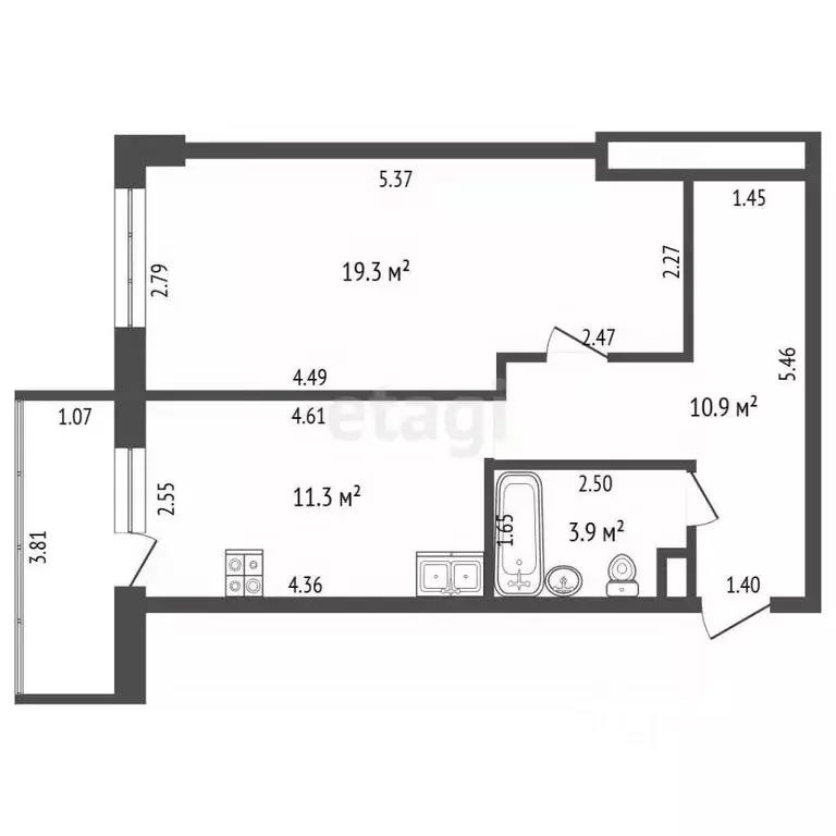 1-к кв. Саха (Якутия), Якутск ул. Федора Попова, 23 (46.1 м) - Фото 2