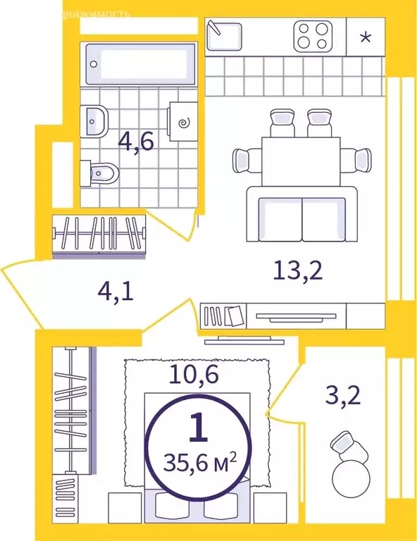 1-комнатная квартира: Екатеринбург, улица Щербакова, 76 (34.02 м) - Фото 0