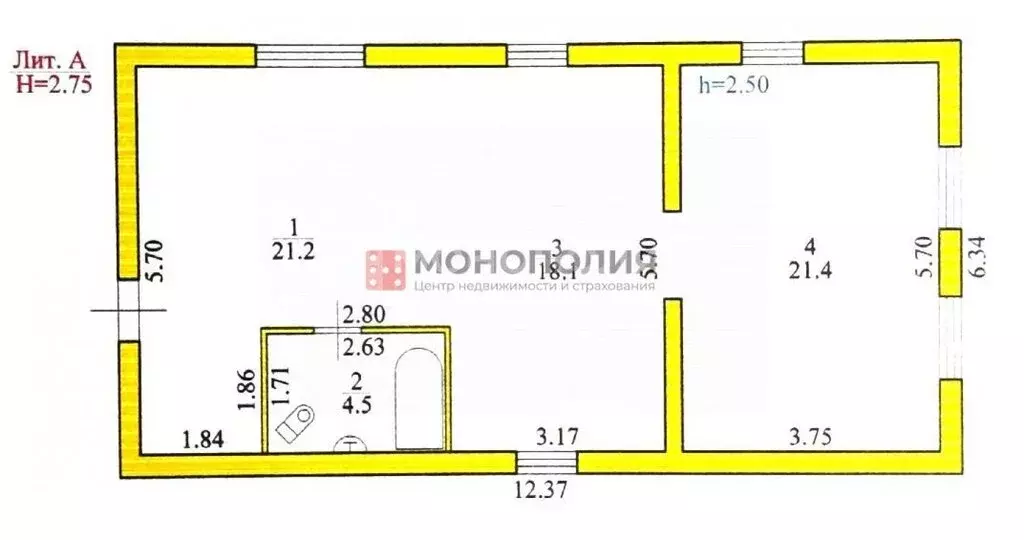 Дом в село Белогорка, Центральная улица, 2А (65.2 м) - Фото 1