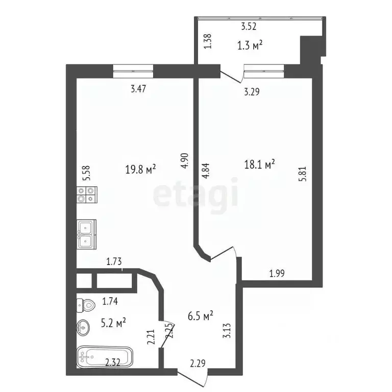 1-к кв. Забайкальский край, Чита ул. Федора Гладкова, 8 (50.1 м) - Фото 1