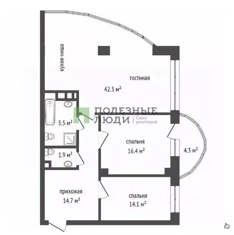 3-к кв. Красноярский край, Красноярск наб. Ярыгинская, 19 (95.4 м) - Фото 1