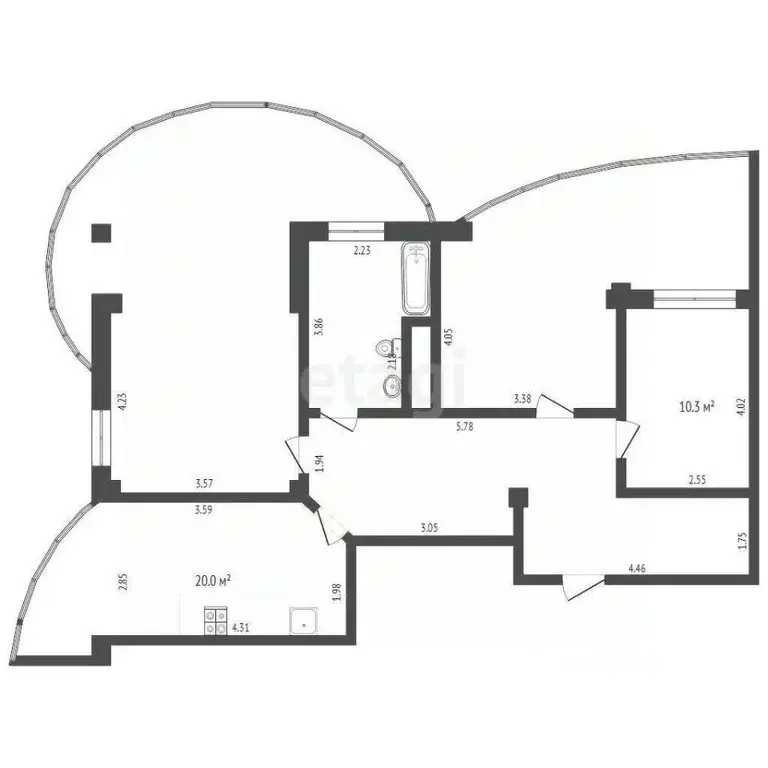 3-к кв. Тюменская область, Тюмень ул. Федюнинского, 64к1 (113.0 м) - Фото 1