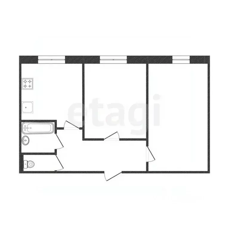 2-к кв. Белгородская область, Белгород ул. Губкина, 29 (47.1 м) - Фото 2