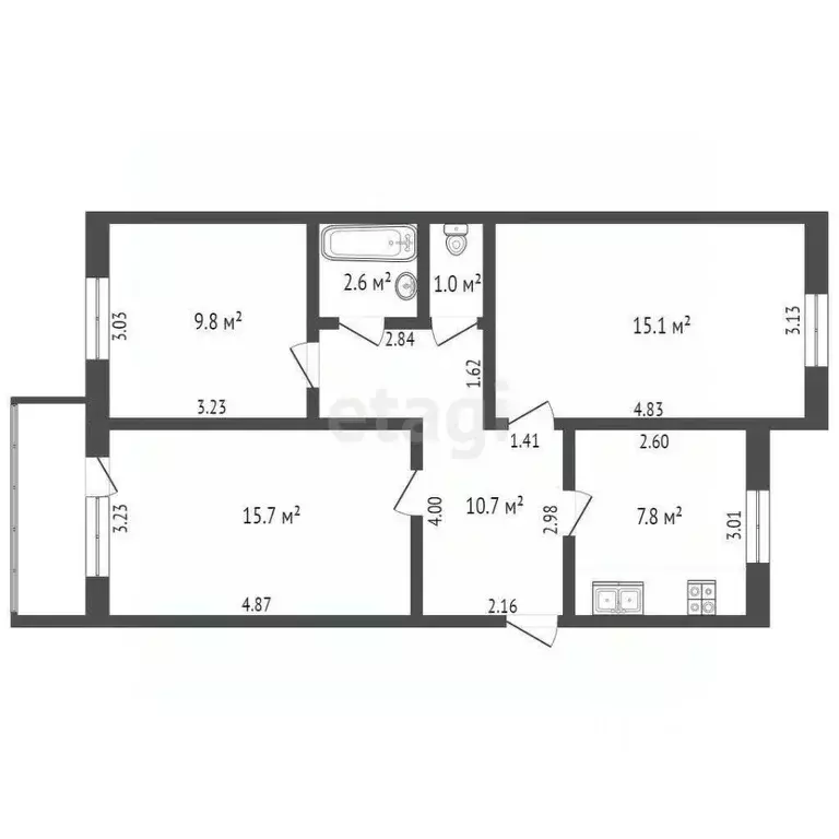 3-к кв. Архангельская область, Котлас ул. Дзержинского, 10 (67.4 м) - Фото 1