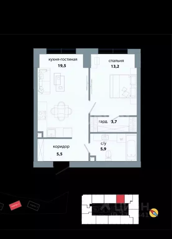 2-к кв. Москва ул. Василия Ланового, 6к2 (47.7 м) - Фото 2