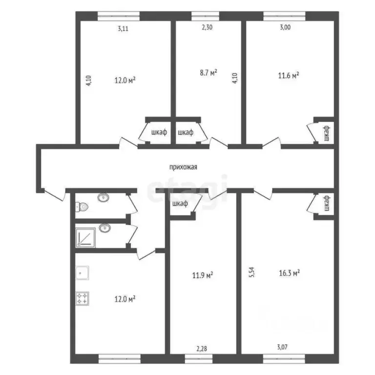 Комната Коми, Ухта ул. Бушуева, 5 (93.5 м) - Фото 2