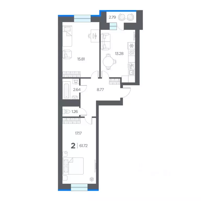 2-к кв. Рязанская область, Рязанский район, Дядьковское с/пос, с. ... - Фото 1