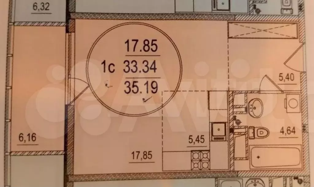 Квартира-студия, 40 м, 11/19 эт. - Фото 0