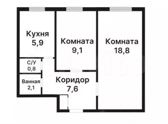 2-к. квартира, 45 м, 3/9 эт. - Фото 0