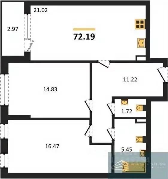 2-к кв. Воронежская область, Воронеж ул. Ломоносова, 116/1 (72.2 м) - Фото 0