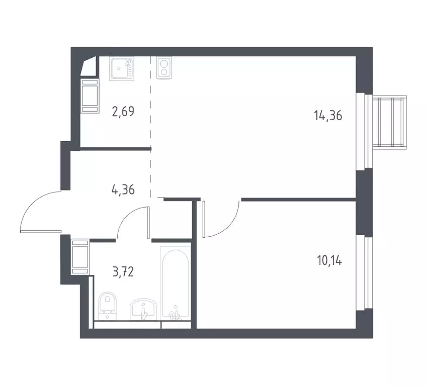1-комнатная квартира: деревня Коробово, Взлётная улица, 5 (35.2 м) - Фото 1