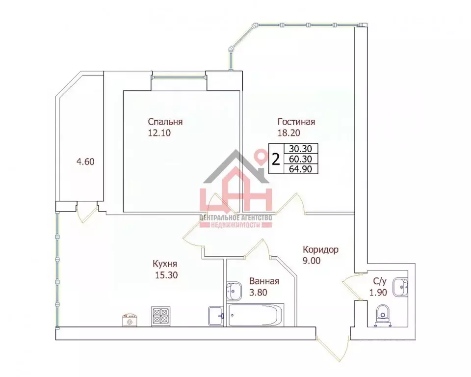 2-к кв. Ставропольский край, Ессентуки ул. Фридриха Энгельса, 44/1 ... - Фото 2