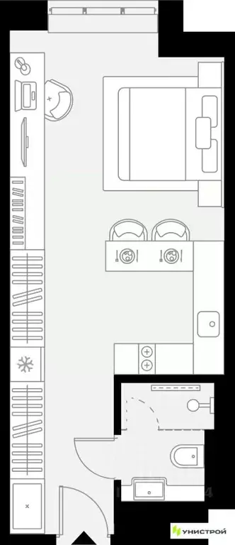 1-к кв. Татарстан, Казань Родины мкр,  (28.35 м) - Фото 0
