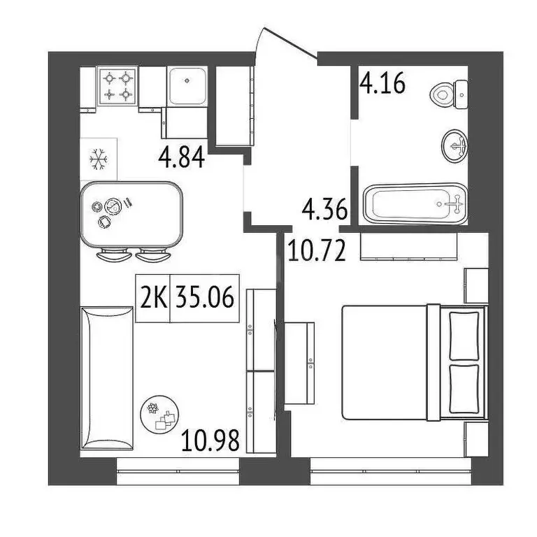 2-комнатная квартира: Красноярск, Судостроительная улица, 25Д (35 м) - Фото 0