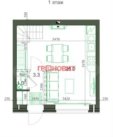 2-к. квартира, 54 м, 1/2 эт. - Фото 0