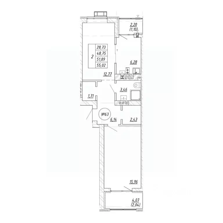 2-к кв. Калининградская область, Зеленоградск  (55.02 м) - Фото 1