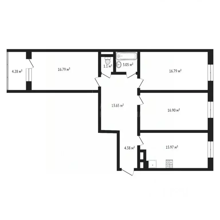 3-к кв. Тюменская область, Тюмень Мыс мкр, ул. Судоремонтная, 28 (89.8 ... - Фото 1