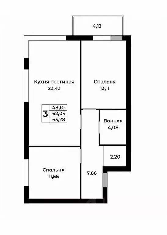 2-к кв. Оренбургская область, Оренбург Липовая ул., 11 (63.0 м) - Фото 1
