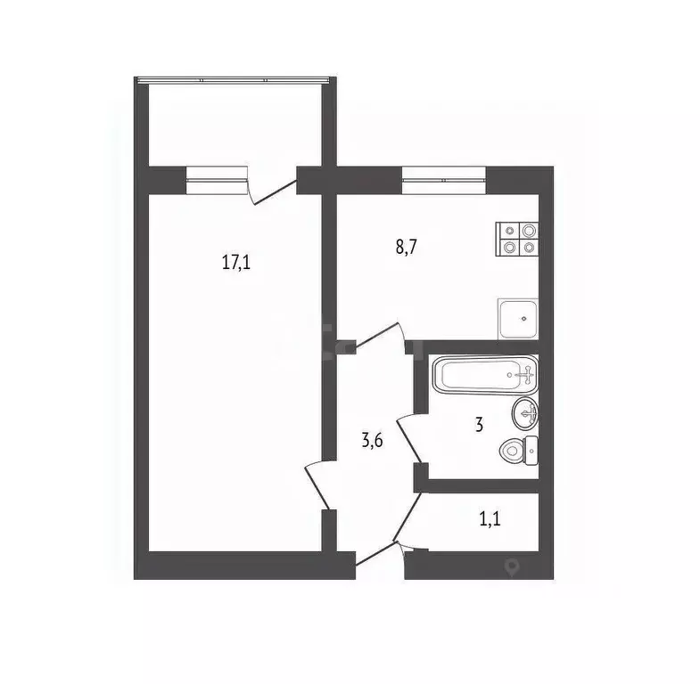 1-к кв. Кемеровская область, Юрга ул. Мира, 1 (33.5 м) - Фото 1