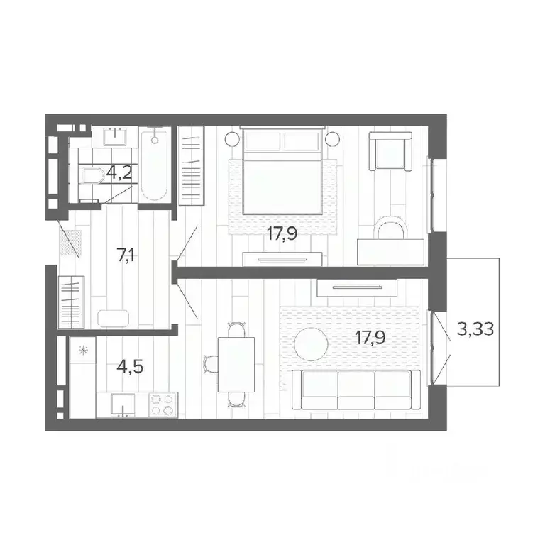 2-к кв. Алтайский край, Барнаул тракт Змеиногорский, 35Б (54.93 м) - Фото 0