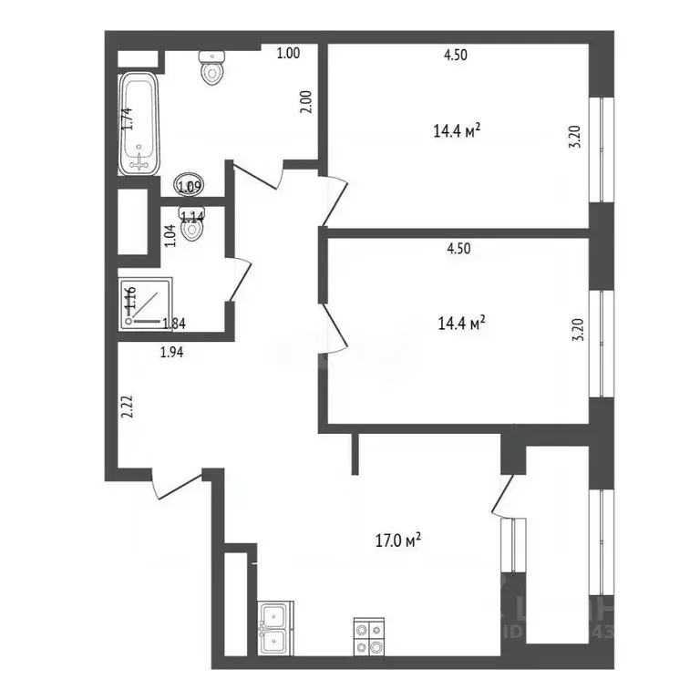 2-к кв. Москва ул. Берзарина, 28Ак4 (67.0 м) - Фото 2