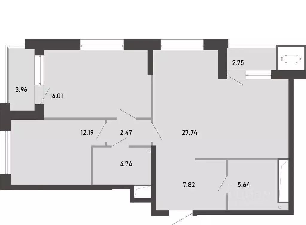 2-к кв. Тульская область, Тула ул. Фридриха Энгельса, 70А (83.32 м) - Фото 2