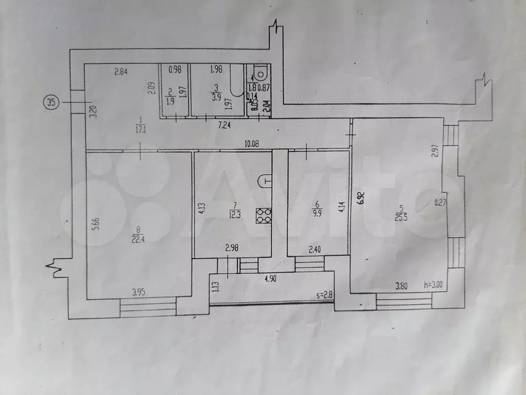 3-к. квартира, 94,8 м, 1/12 эт. - Фото 0