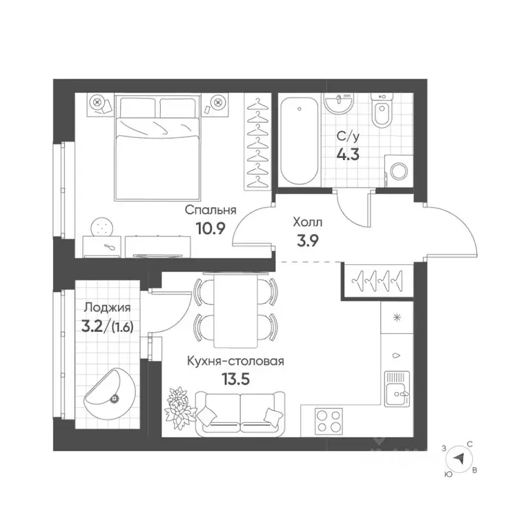 1-к кв. Свердловская область, Екатеринбург Солнечный жилрайон,  (34.2 ... - Фото 1