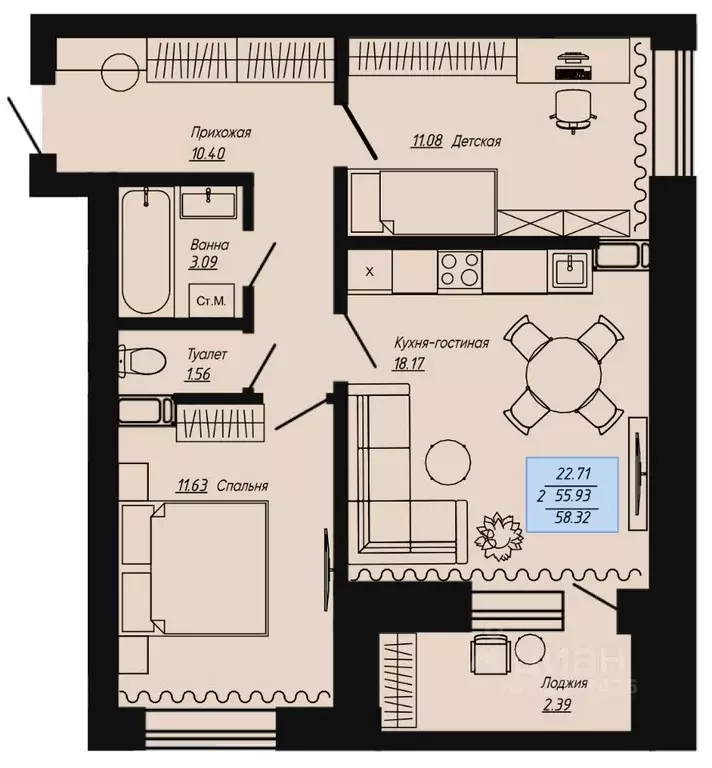 2-к кв. Волгоградская область, Волгоград пос. Ангарский, Клевер жилой ... - Фото 1