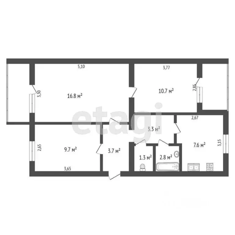 3-к кв. Ростовская область, Батайск Индустриальная ул., 1а (60.0 м) - Фото 0