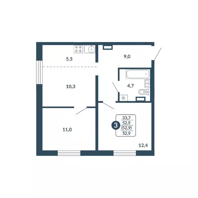 3-к кв. Кировская область, Киров Скандинавия жилой комплекс (52.9 м) - Фото 1