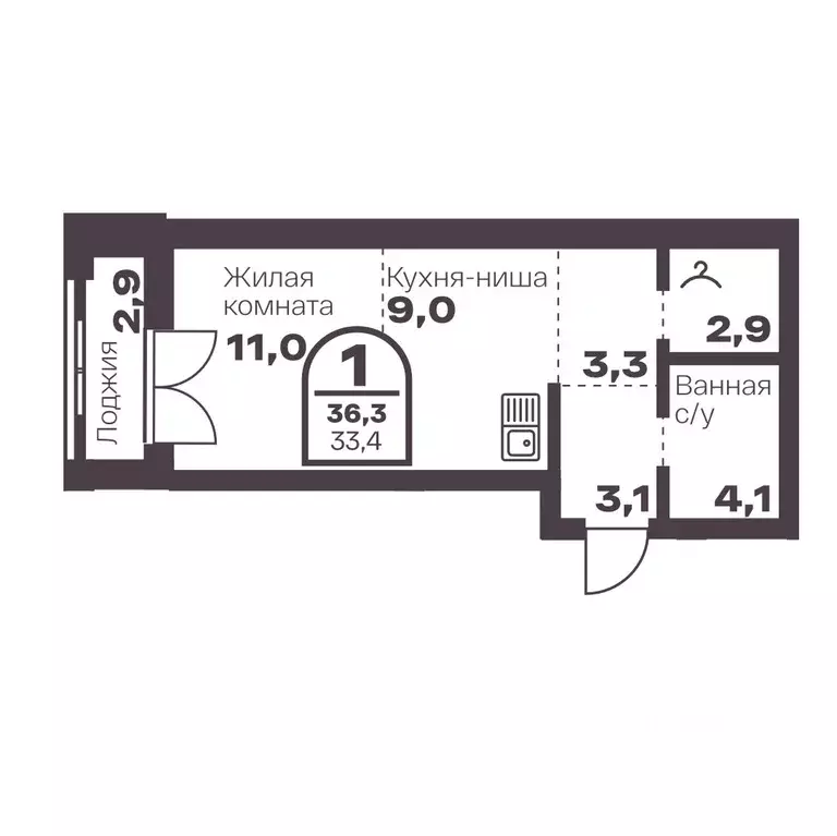 1-к кв. Челябинская область, Челябинск Голос.Меридиан жилой комплекс ... - Фото 1